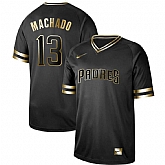 Padres 13 Manny Machado Black Gold Nike Cooperstown Collection Legend V Neck Jersey Dzhi,baseball caps,new era cap wholesale,wholesale hats